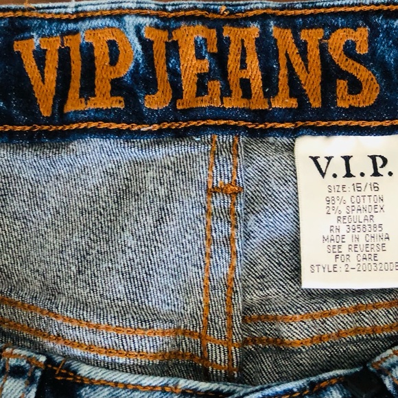 $10 SALE! V.I.P. JEANS Stonewashed Acid Washed Trashed Shark Bite Blue Jeans - Picture 7 of 15